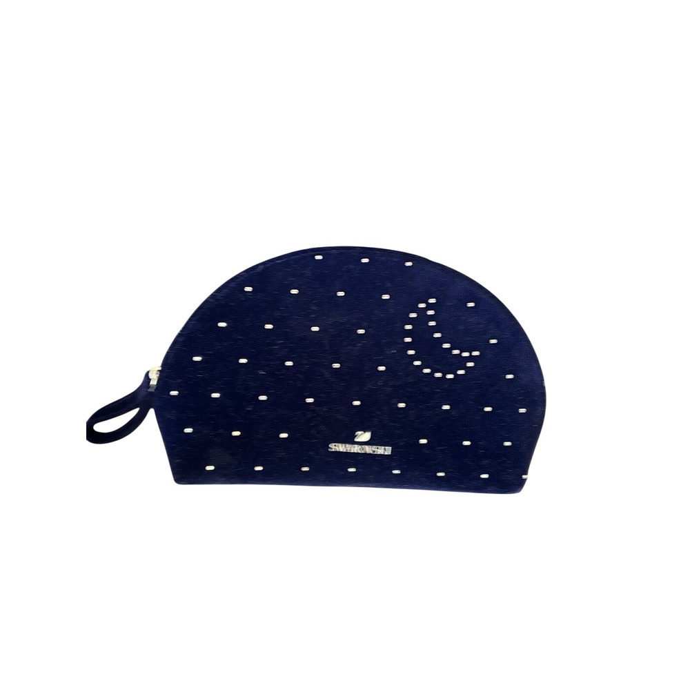 Swarovski Navy Blue Velvet Celestial Moon Star Crystal Cosmetic Bag Pouch FW18